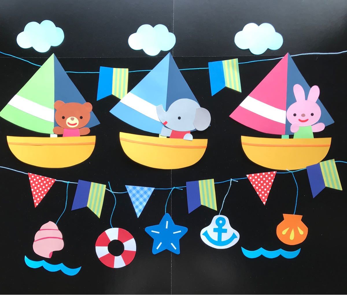 夏壁面飾り　海　人魚　ヨットセット♪ - 1