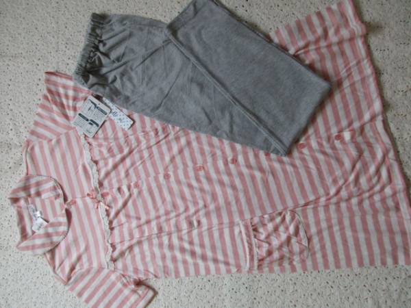  Cross plus new goods maternity - pyjamas (M) pink border & gray 