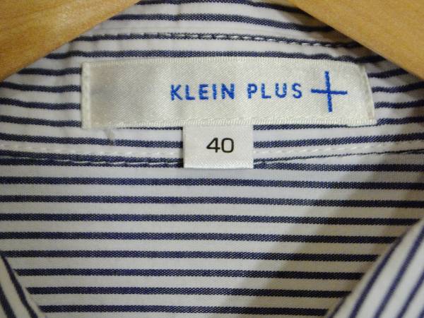 KLEIN PLUS зажим ryus рубашка с коротким рукавом One-piece темно-синий белый полоса . изначальный hida пуховка рукав талия ремень size 40 Michel Klein 
