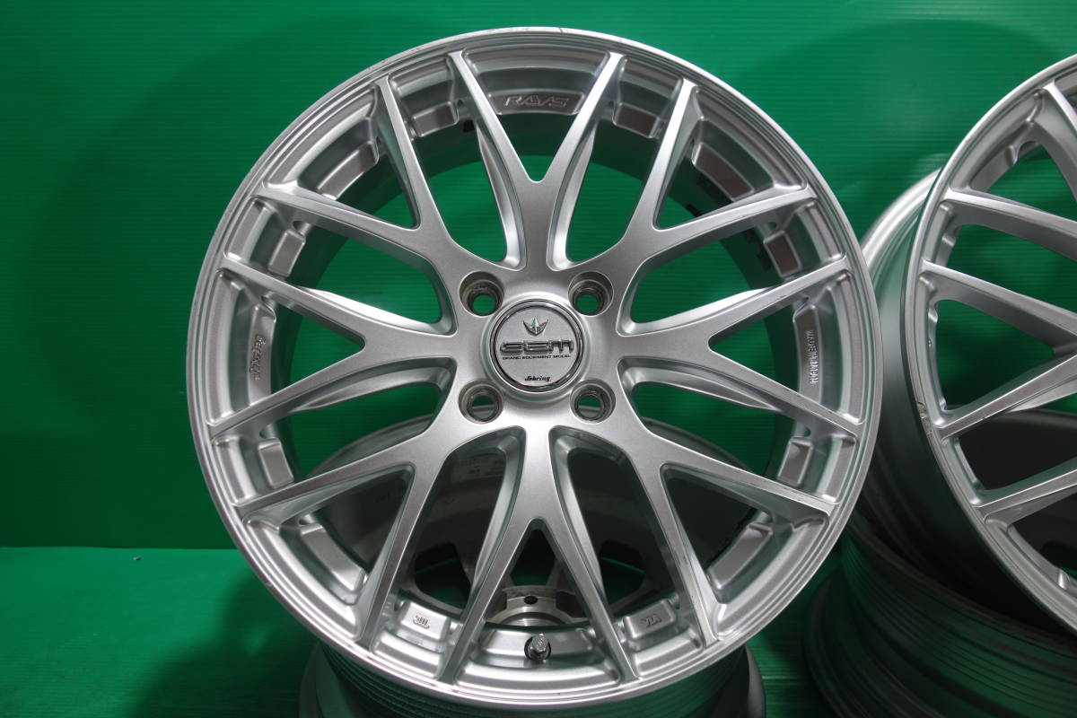 H1194 送料無料 RAYS Sebring GEM CROSS FADE 16-5.5J +45 / 17-7J +28 PCD100 ハブ径65mm 4H 4本セット 16インチ 17インチ 前後異形 美品