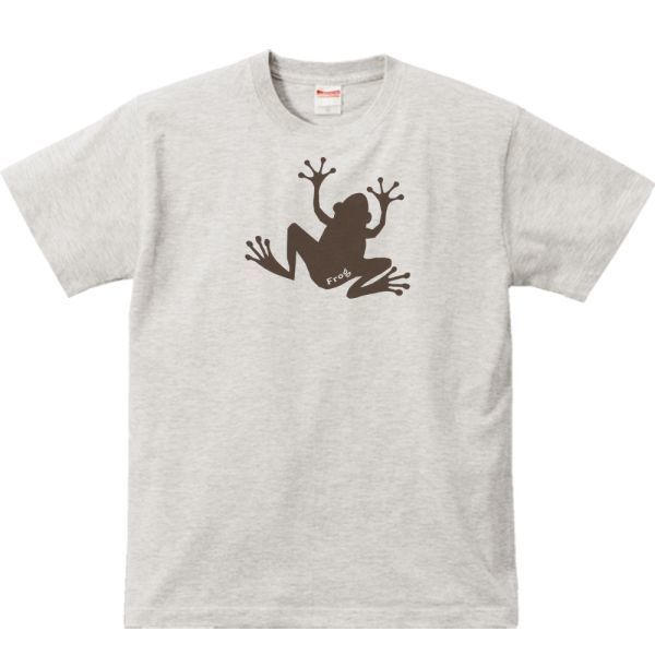 カエル（蛙）シルエット/半袖Ｔシャツ/メンズM/杢・新品・メール便 送料無料_蛙シルエット／Tシャツ　