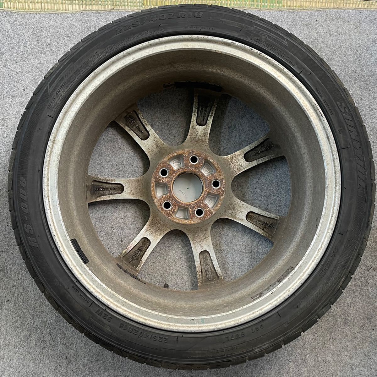 バリ溝。ENKEI製。HONDA ホンダ純正 18 インチ×7J+55 114.3 ZEETEX/SUNWIDE 225/45R18 ラジアル4本。オデッセイ アブソルート RB1等。_画像8