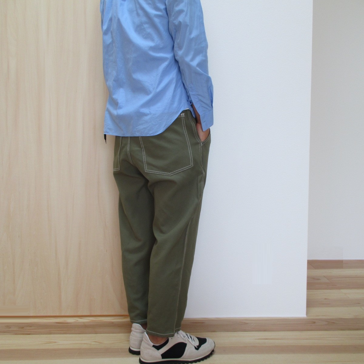 COMME des GARCONS SHIRT ポリ縮絨ワークパンツ カーキ S COMME des GARCONS SHIRT ポリ縮絨ワークパンツ カーキ S