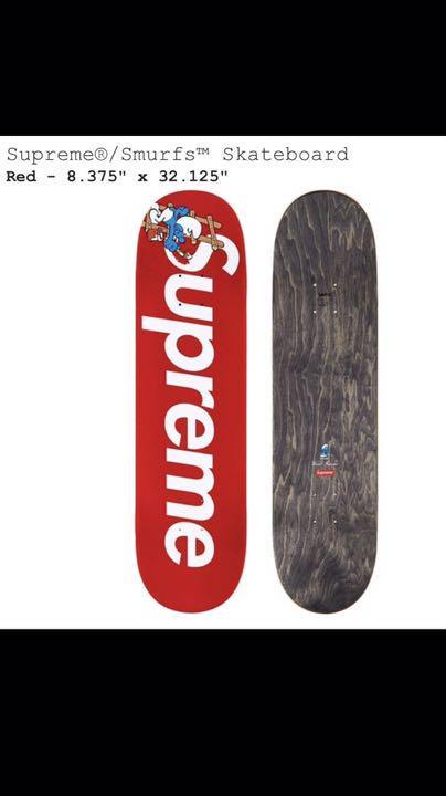 名作★ Supreme 20AW Smurfs Skateboard スマーフ コラボ ロゴ スケート ボード デッキ シュプリーム ★ レッド_画像1