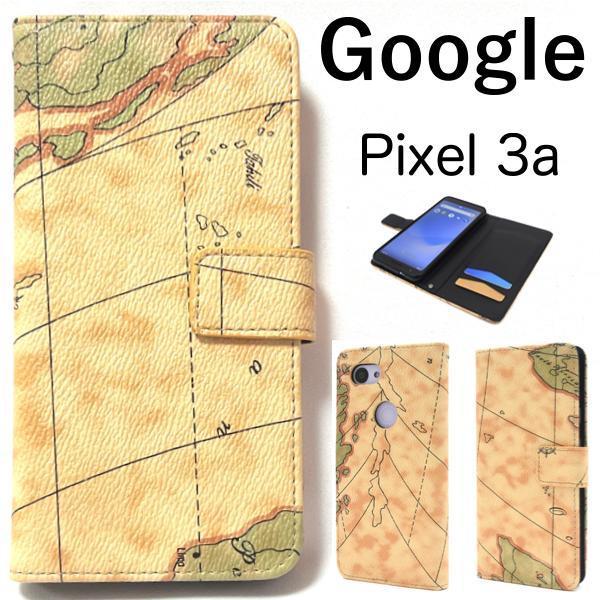 Google Pixel 3a 地図デザイン 手帳型ケース_画像1