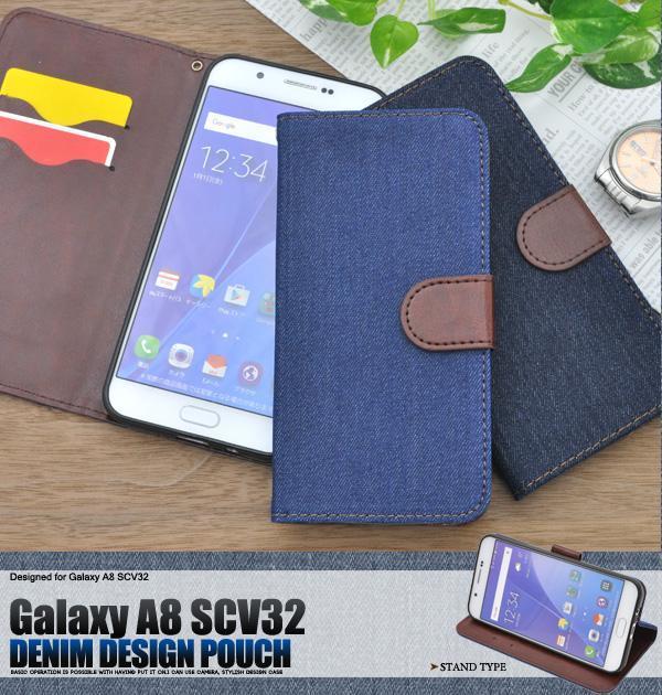 サムソン Galaxy A8 scv32 au デニムデザイン手帳型ケース_画像2