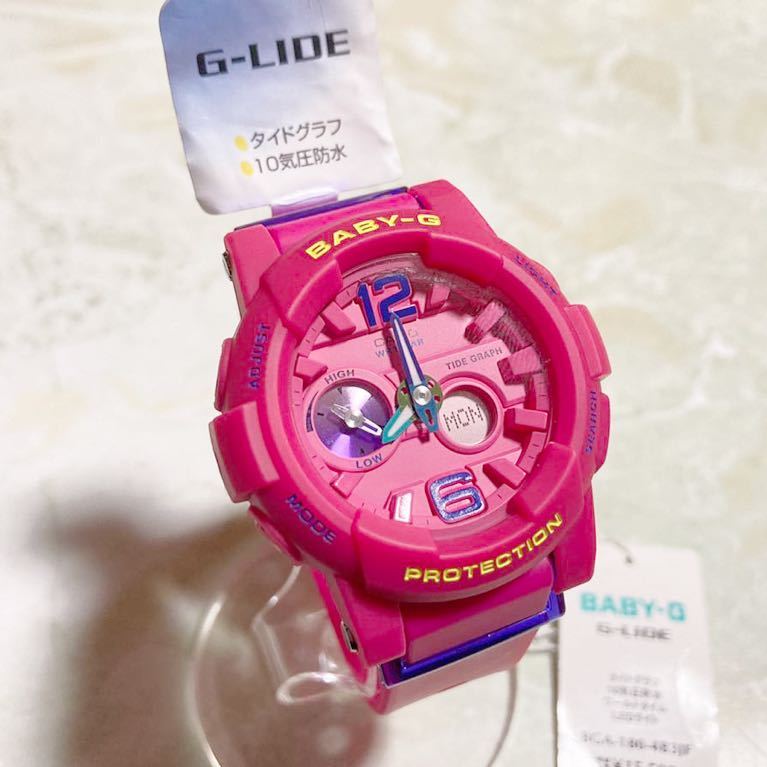 4-24 未使用 国内 カシオ CASIO G-SHOCK Baby-G G-LIDE BGA-180-4B3JF ベイビージー ベビーG 腕時計 ピンク タイドグラフ_画像2