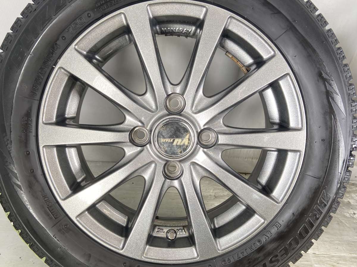 中古タイヤ スタッドレスタイヤ ホイールセット 4本セット 155/65R14 　 nA 14x4.5 43 100-4穴 ブリヂストン ブリザック VRX_画像4