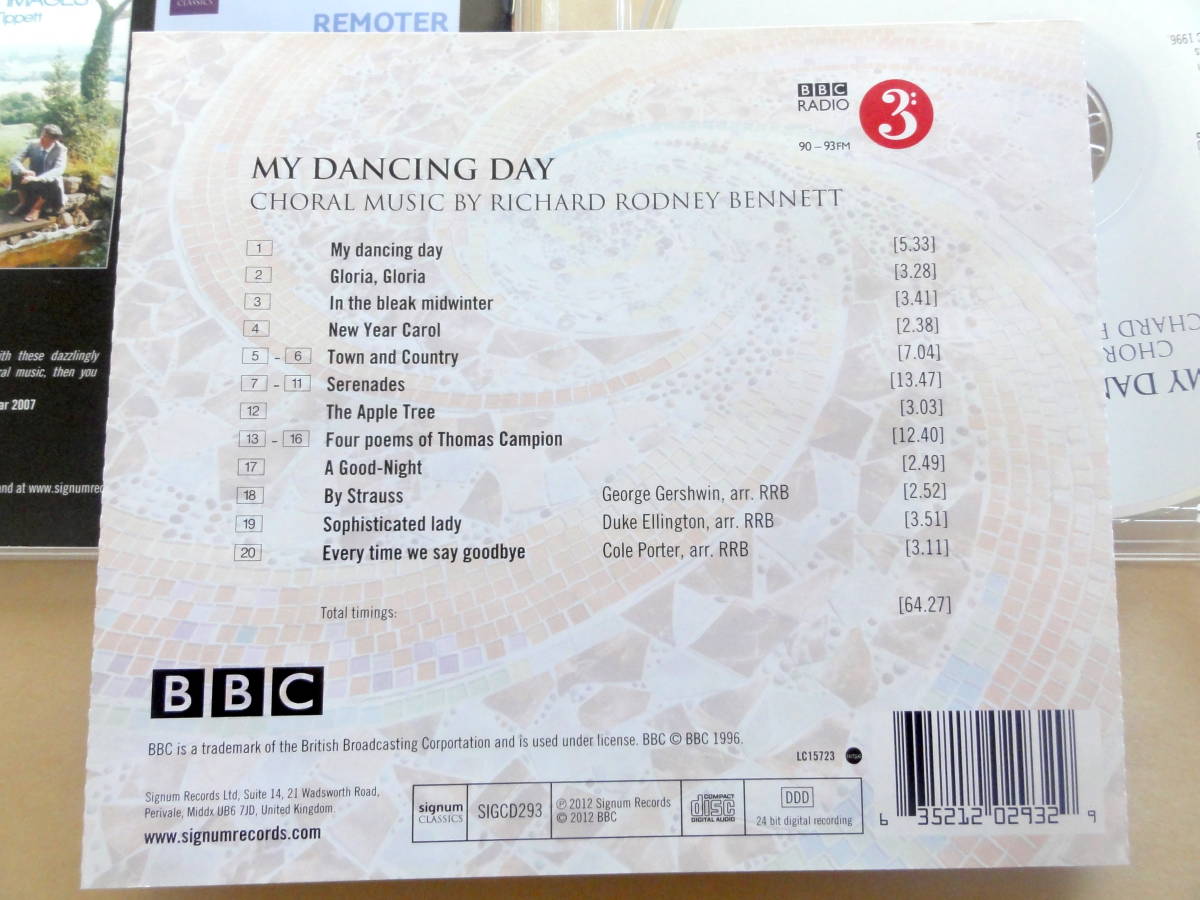 My Dancing Day (Choral Music By Richard Rodney Bennett) CD BBC合唱団 Singers Paul Brough リチャード・ロドニー・ベネット 声楽_画像2