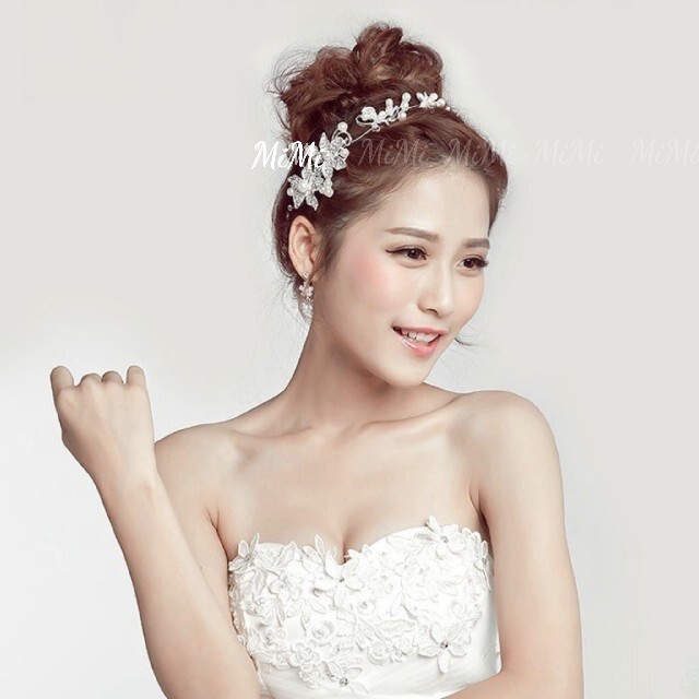 3m ヘッドドレス パール ヘアアクセサリー 結婚式 髪飾り ウエディング