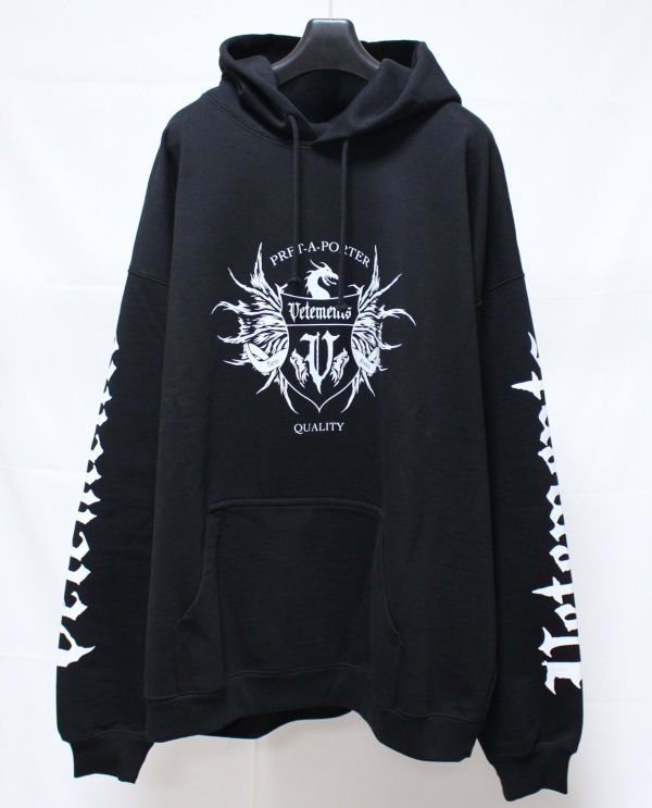 21AW VETEMENTS ヴェトモン UA52TR900B BLACK LABEL LOGO HOODIE