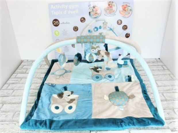 210219 with translation pet .... regular price 12800 jpy Nattounachu- square type baby play mat blue × gray 