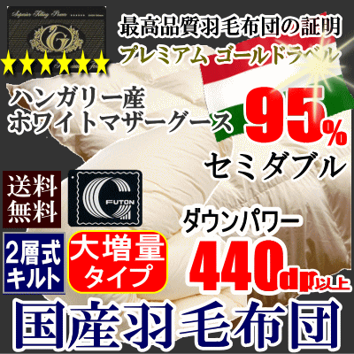 羽毛布団 シングル ハンガリー産ホワイトマザーグース プレミアム