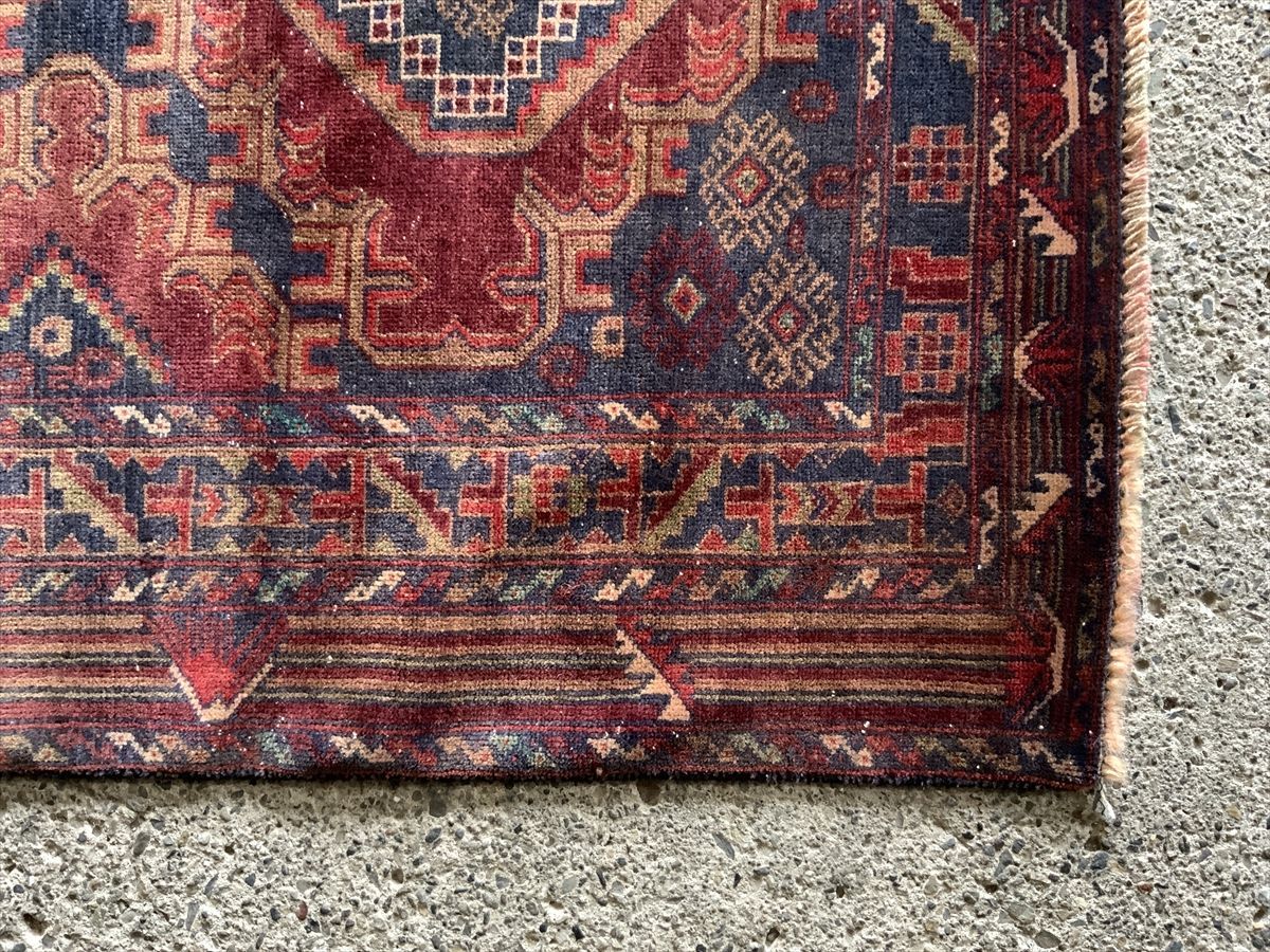 190×107cm アフガニスタン・ヘラート・アドラスカン産 絨毯 ラグ アンティーク家具 マジック カーペット 01AOBRL220614009D_画像4