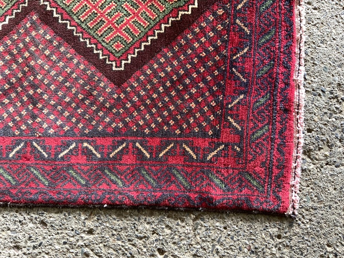 188×100cm アフガニスタン・ヘラート・アドラスカン産 絨毯 ラグ アンティーク家具 マジック カーペット 01AOBRL220615023D_画像4