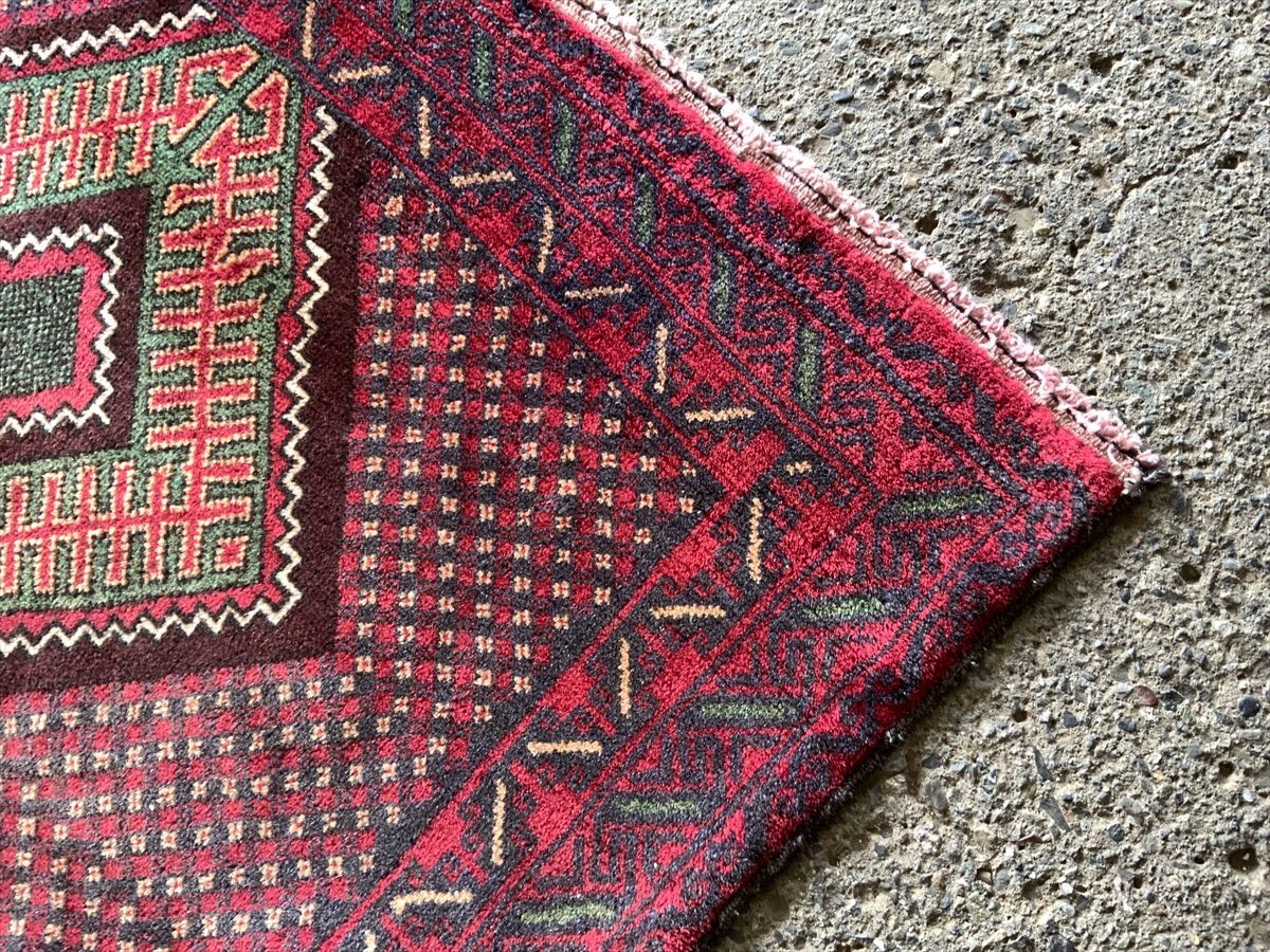 188×100cm アフガニスタン・ヘラート・アドラスカン産 絨毯 ラグ アンティーク家具 マジック カーペット 01AOBRL220615023D_画像3