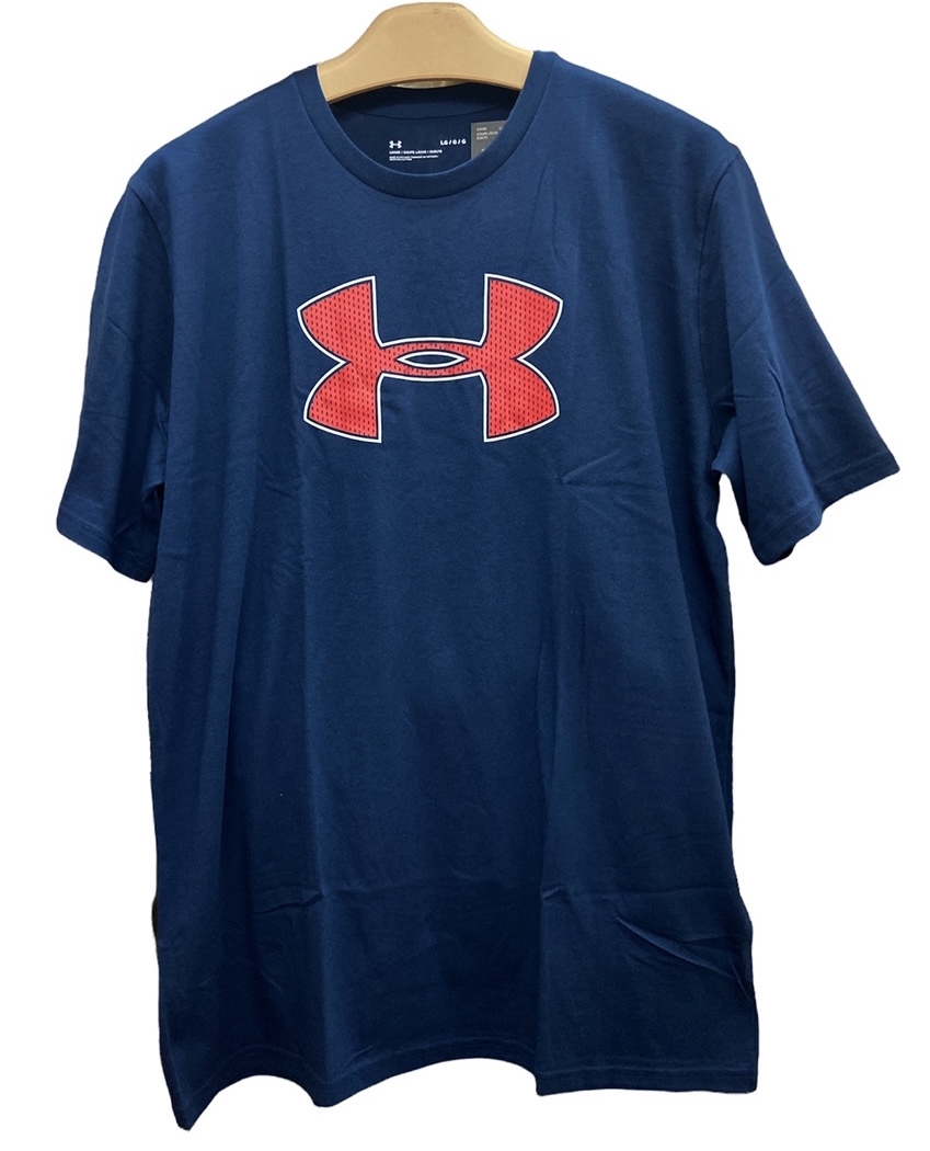 ★即決★新品タグ付 UNDER ARMOUR アンダーアーマー メンズ 紳士★ロゴ柄プリント 半袖Tシャツ/紺★L/LGサイズ/USサイズ ￥4180_画像1