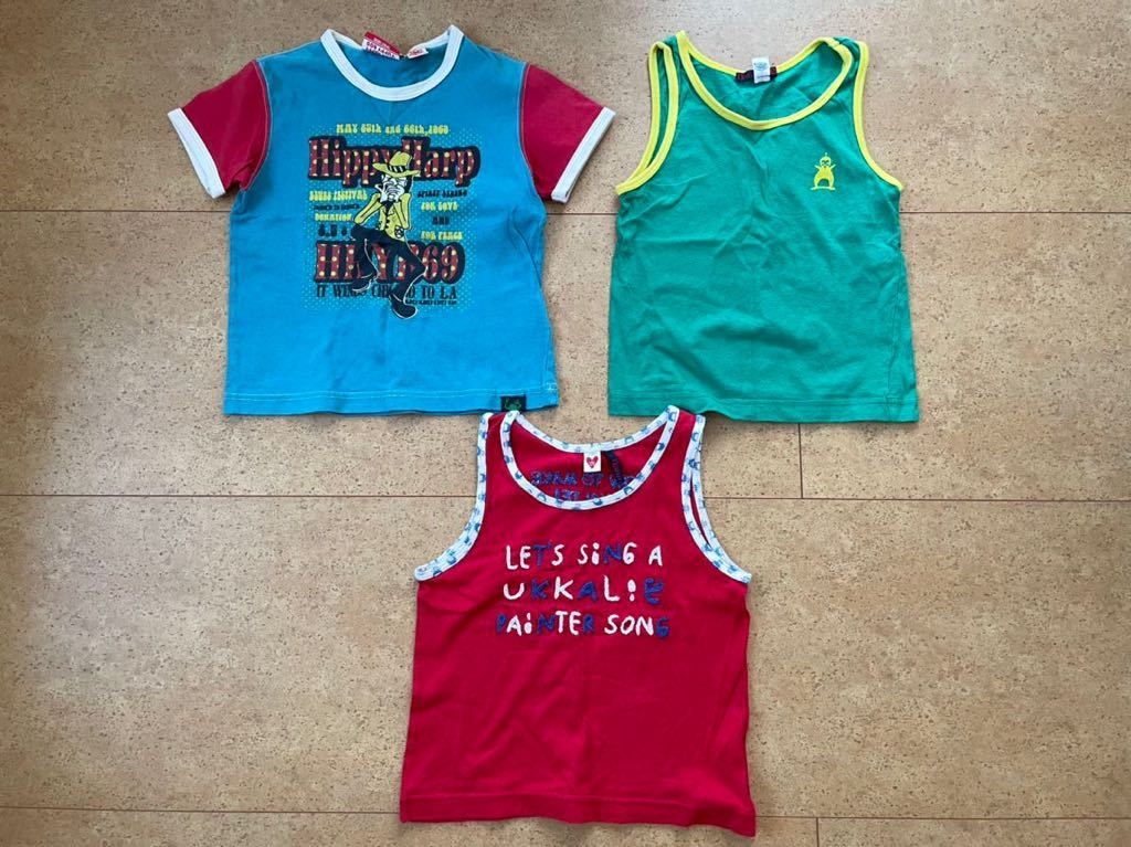 美品子供服3枚セット★ブーフーウーBOOFOOWOO半袖Tシャツとタンクトップ120ナチュラルブー男の子女の子naturalBoo通学用_画像1