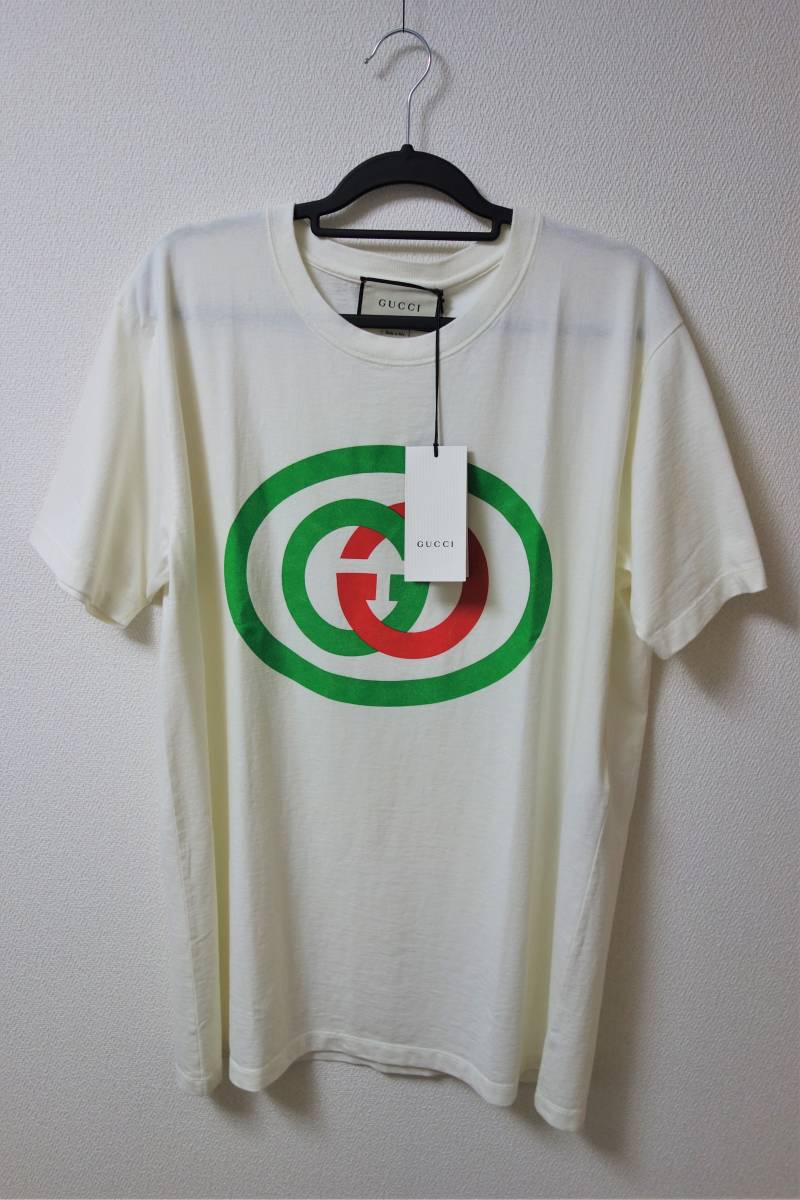 値下げ❗️GUCCI グッチ インターロッキング ロゴ Tシャツ Ｍ ホワイト 白-