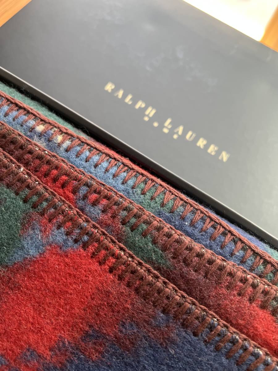 [ collectable * item ]RALPH LAUREN cotton wool neitib* Navajo style meat thickness blanket & trimming specification top class rug 