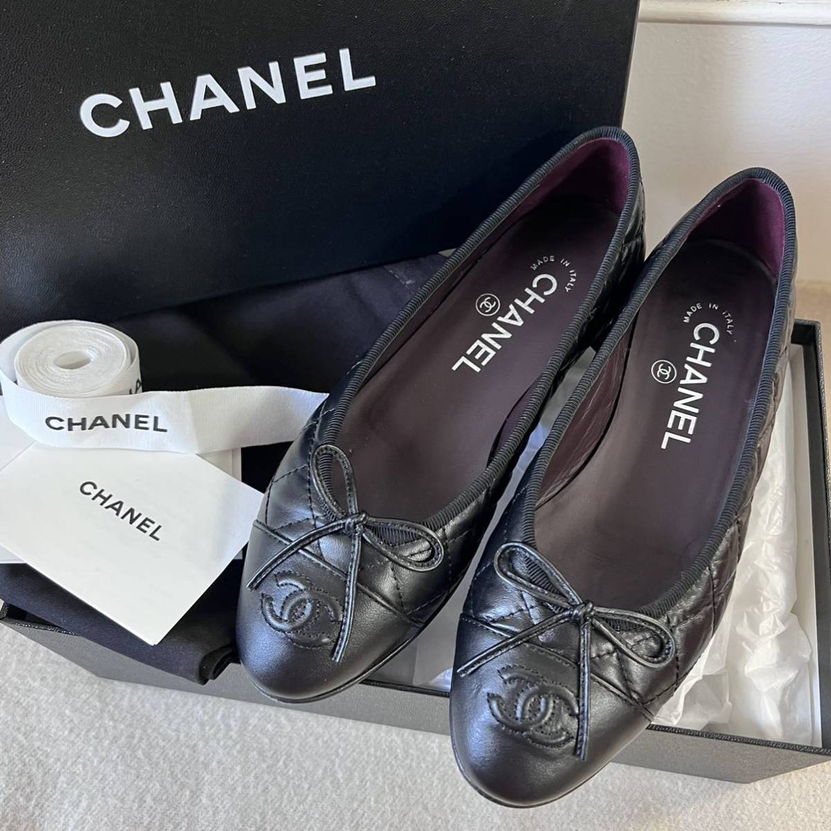 レビュー高評価のおせち贈り物 美品✨CHANEL バレエシューズ パンプス マトラッセ ココマーク レザー