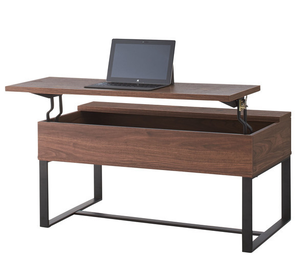 パソコンがソファでできるリフトアップテーブル　ブラウン色 センターテーブル テレワーク 木製 幅90