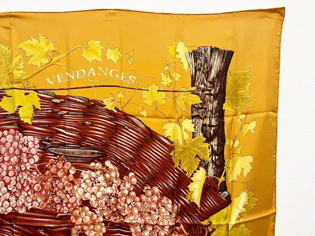 美品 HERMES エルメス カレ90 スカーフ VENDANGES ぶどうの収穫 葡萄の