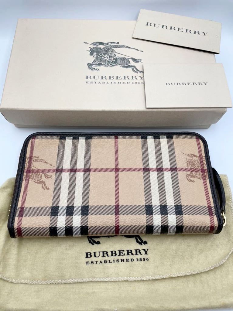 極美品 BURBERRY バーバリー ラウンドジップ長財布 ロンドンチェック