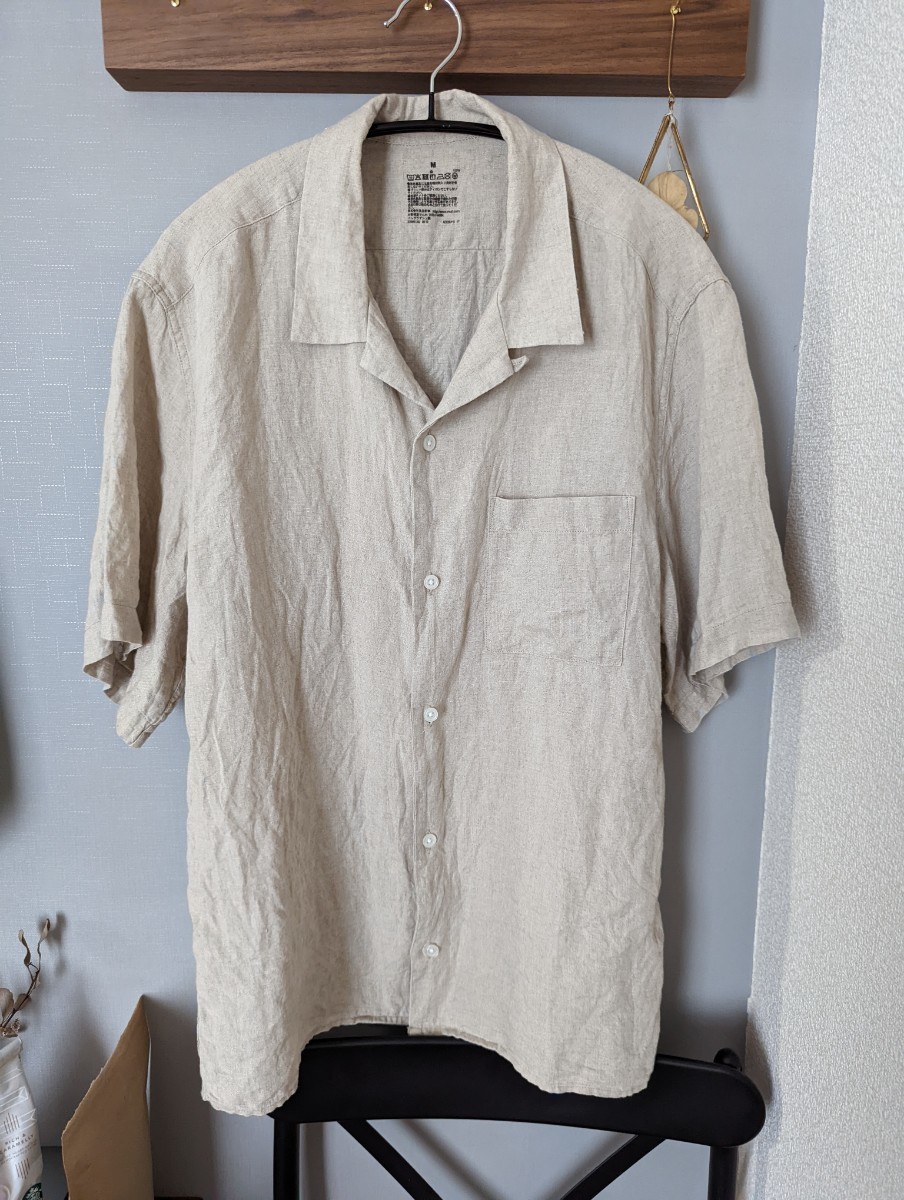 PayPayフリマ｜無印良品 リネンシャツ 半袖 オープンカラーシャツ 麻
