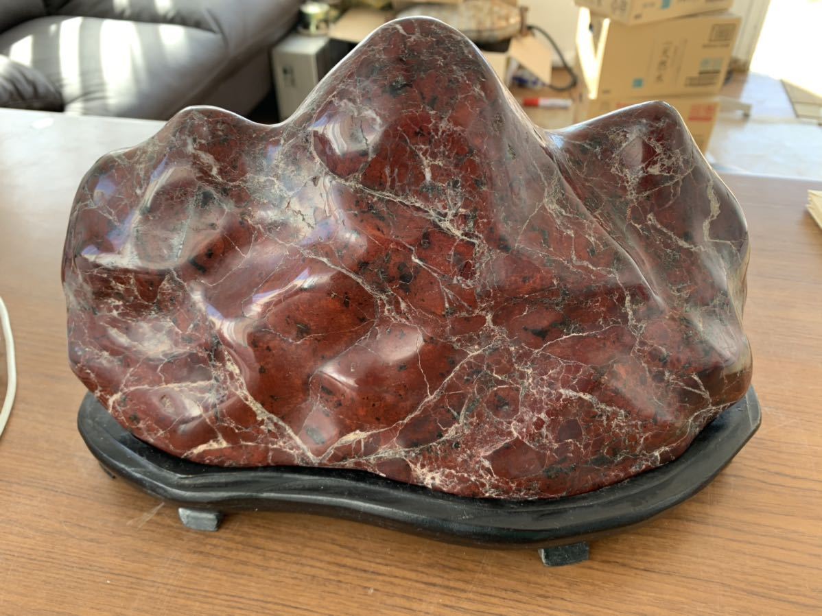 赤石 横幅：重量：6.8kg 台座あり● 観賞石 盆石 天然石の画像1