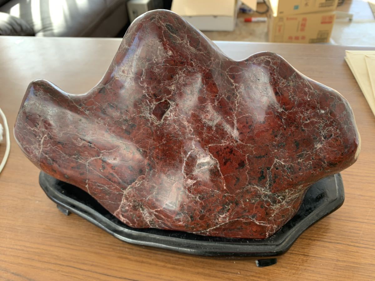 赤石 横幅：重量：6.8kg 台座あり● 観賞石 盆石 天然石の画像2