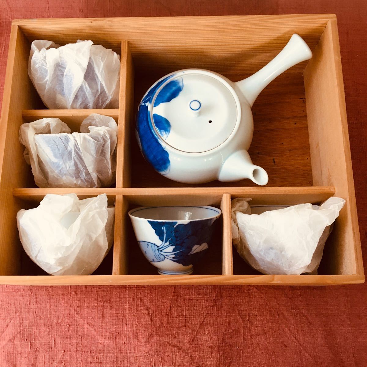 元箱あり) 有田焼 賞美堂 其泉 大根絵急須茶器揃 染付 茶器|PayPayフリマ