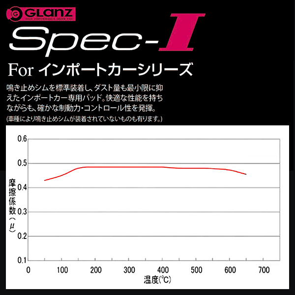 GLANZ ブレーキパット SPEC-I フロント用 BENZ W220 S600L 5.5 T.TURBO 220176 2002/11-2005/09