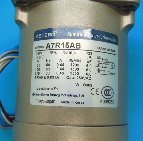 A7R15AB　アステロギヤモーター　住友重機械工業　ランクS中古品_画像3