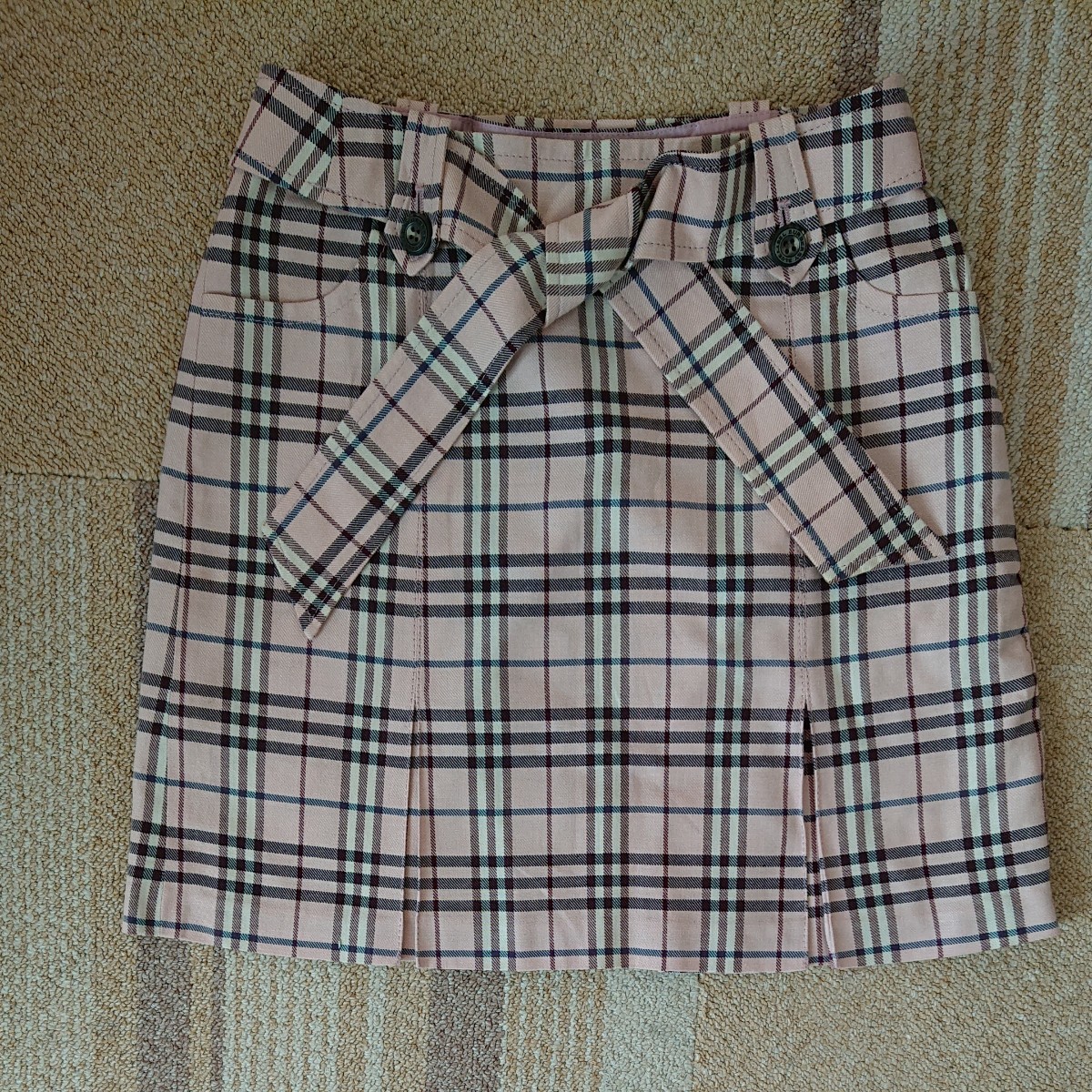 バーバリーブルーレーベル チェック柄 プリーツスカート 36(S) BURBERRY BLUE LABEL ゴルフスカートにも