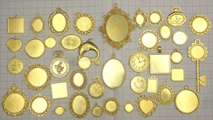 mi-ru plate 100 pieces set Gold gold lucky bag assortment can none can attaching resin accessory parts frame type frame mold charm mkznb