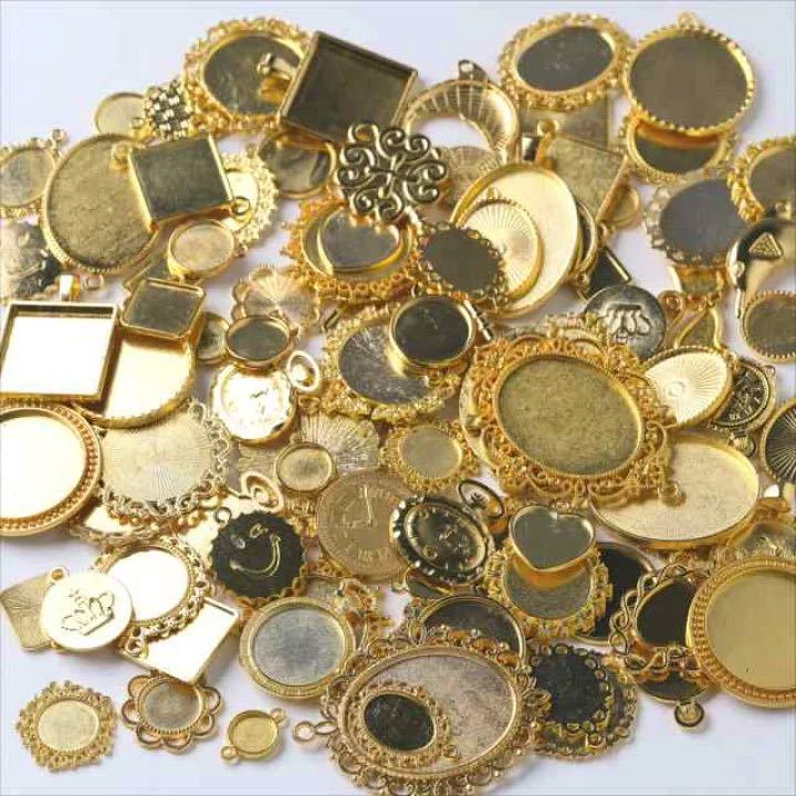 mi-ru plate 100 pieces set Gold gold lucky bag assortment can none can attaching resin accessory parts frame type frame mold charm mkznb