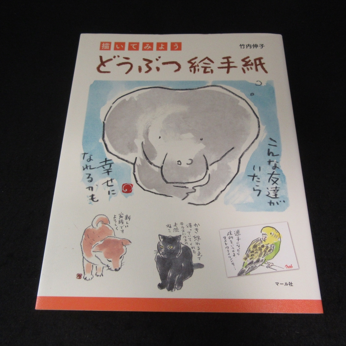 技法本 『描いてみよう　どうぶつ絵手紙』■送120円 竹内伸子 マール社 十二支 猫 犬 パンダ キリン 象 フラミンゴ イルカ 他 動物 多数○_画像1