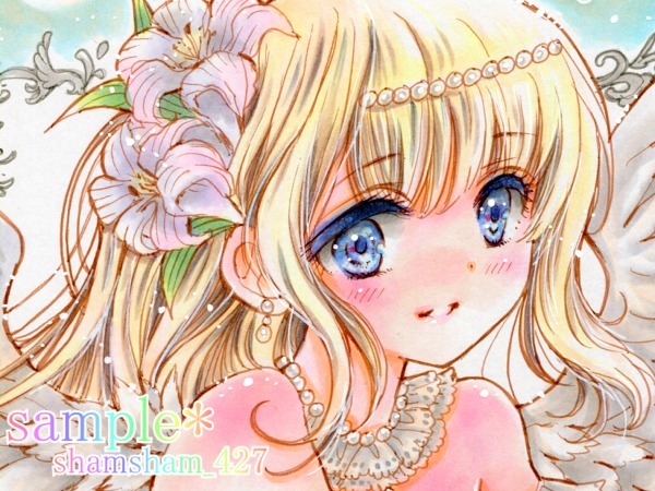 Yahoo!オークション - オリジナル手描きイラスト 天使の花嫁 色紙 Yahoo!オークション - オリジナル手描きイラスト 天使の花嫁 色紙