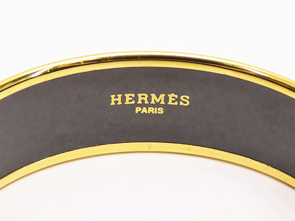 レア美品 エルメス HERMES エマイユ GM イルカ柄 バングル ブレスレット ライトブルー ネイビーゴールド ゴールド 七宝焼き メタル_画像6