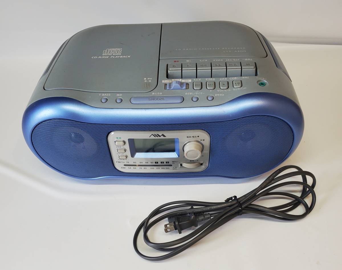 アイワ CDラジカセ ブルー CSD-A200-L オーディオ機器 CDデッキ 稼働品 中古品_画像2
