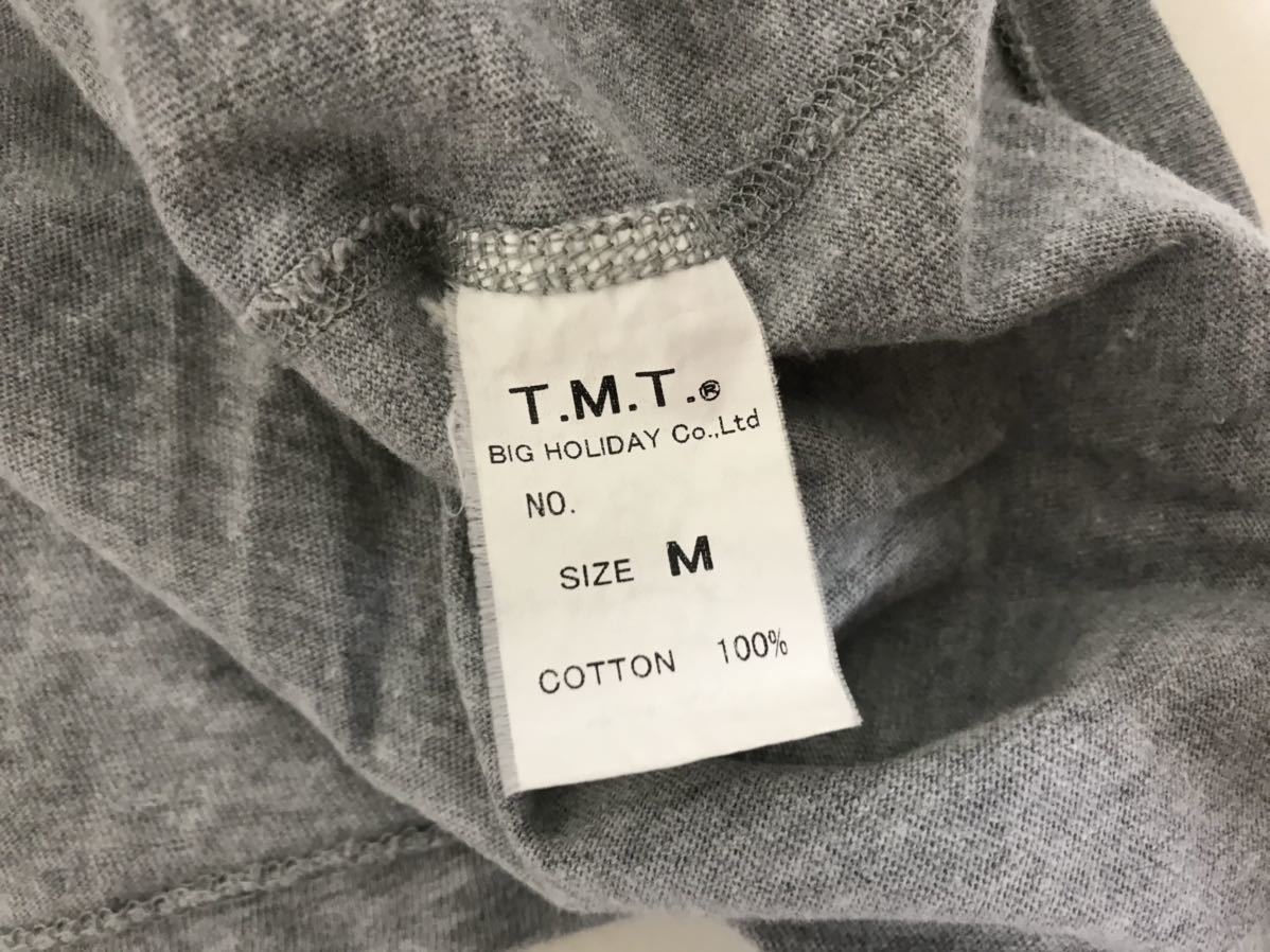 本物ティーエムティーTMTコットンロゴプリント半袖Tシャツビジネススーツアメカジサーフメンズグレー日本製M