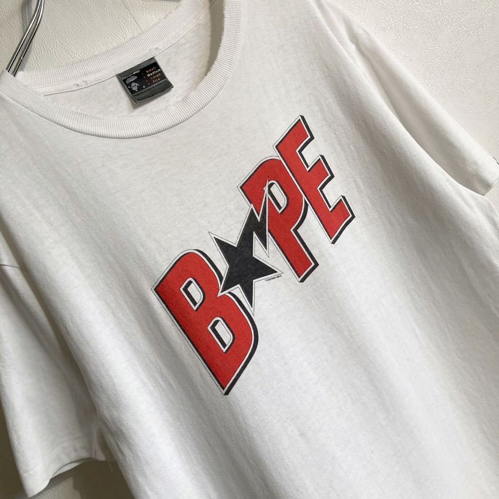 90s A BATHING APE アベイシングエイプ BAPE STAR ベイプスター Tシャツ 半袖 - Size M 襤褸