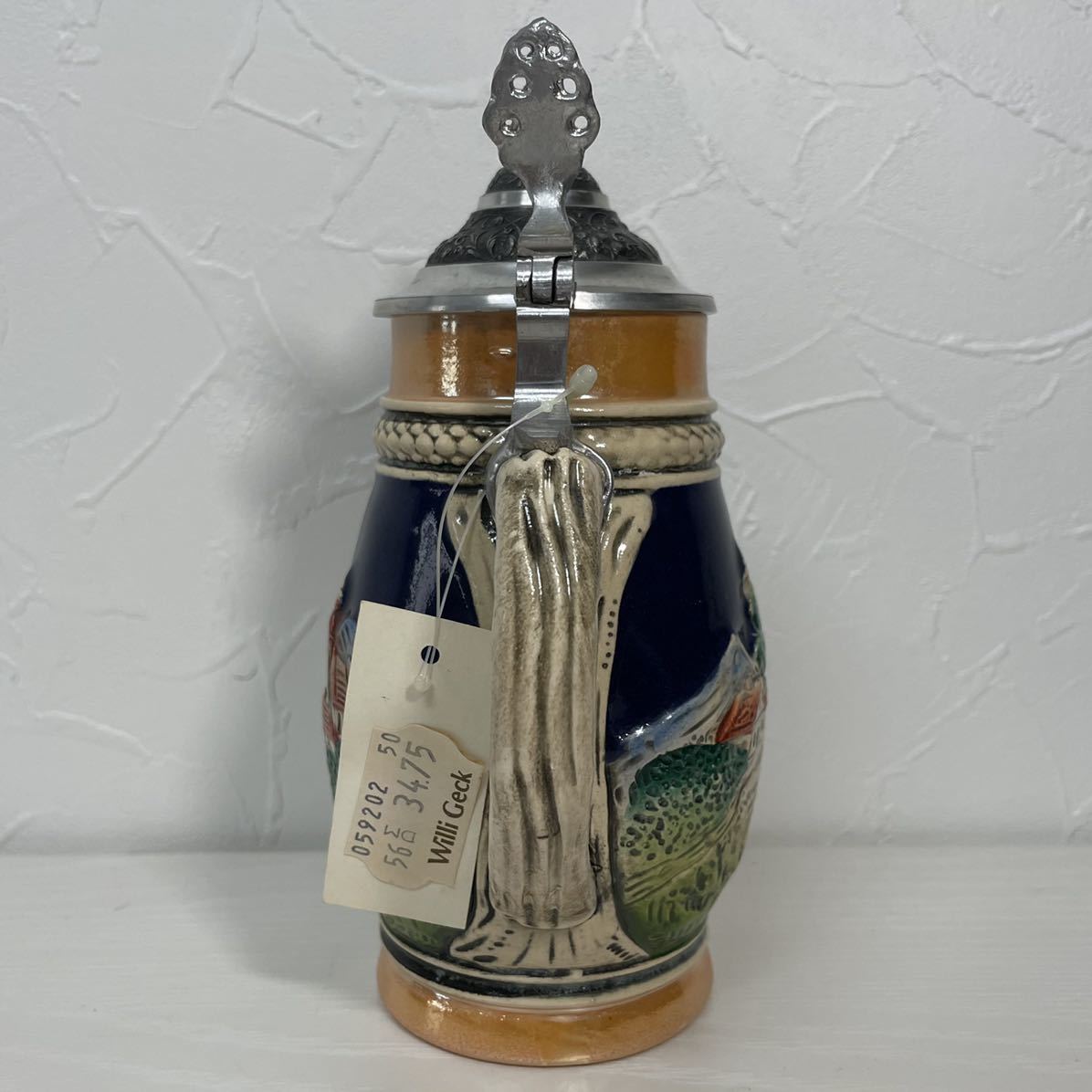 ★594 ドイツ製 蓋付き ビアマグ ビールジョッキ リューデスハイム 陶器の画像4