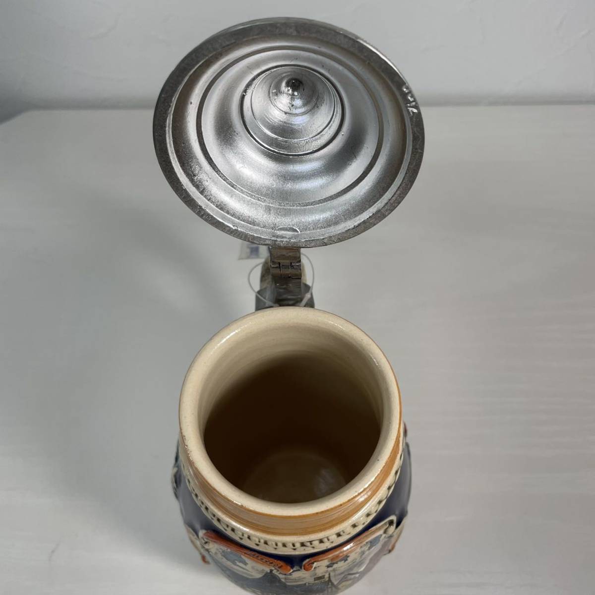★594 ドイツ製 蓋付き ビアマグ ビールジョッキ リューデスハイム 陶器の画像7