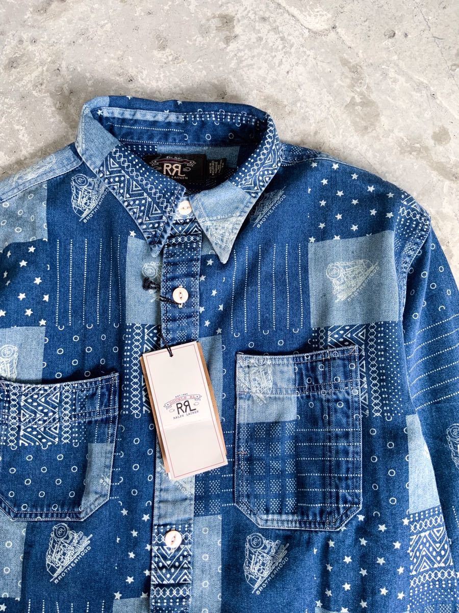 52%割引 1円スタート!Sサイズ RRL パッチワーク インディゴ ワーク ブランドの通販・買取 lauren ralph ダブルアールエル S 長袖シャツ RRL 新品タグ付 シャツ