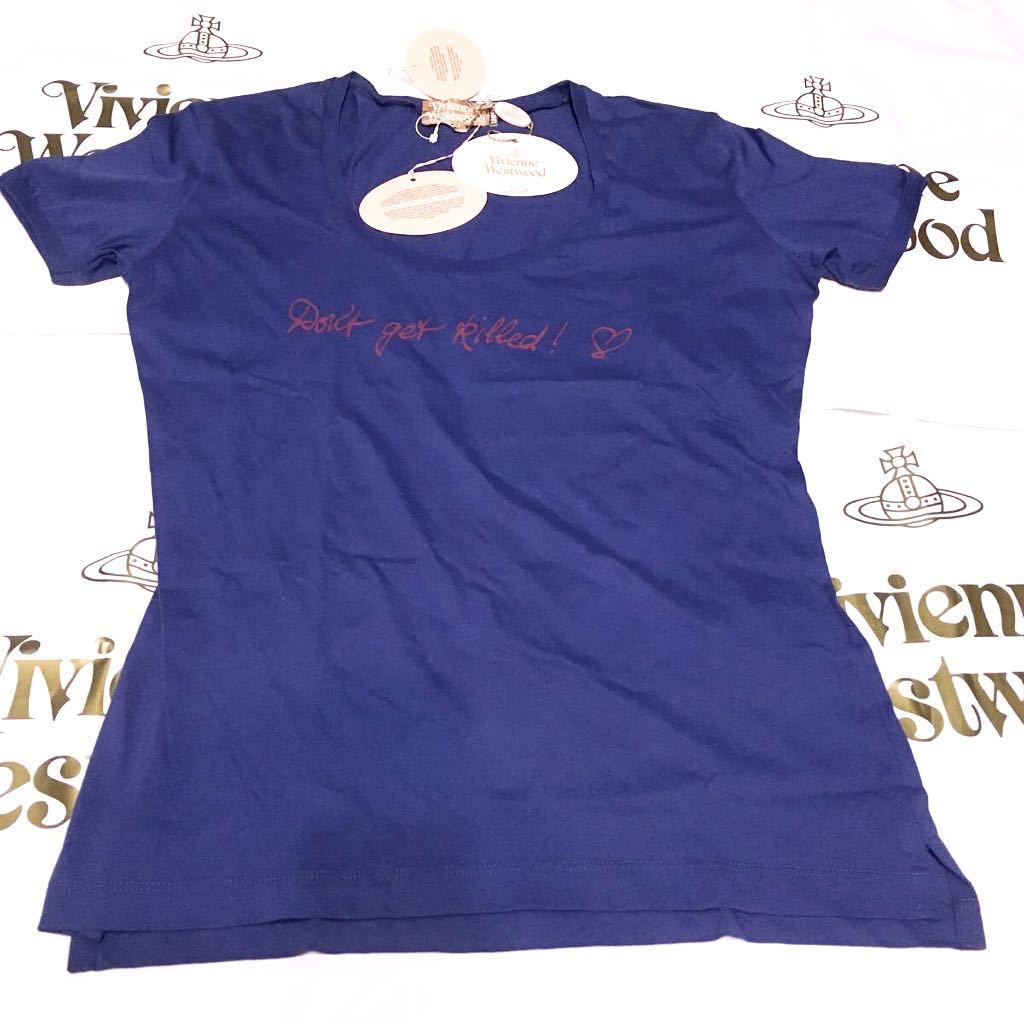 送料込●新品●価-28600円 Vivienne Westwood イタリア製半袖ストレッチTシャツ ブルー ①ユニセックスMサイズ ヴィヴィアンウエストウッド_画像1