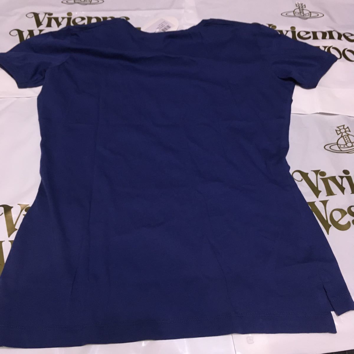 送料込●新品●価-28600円 Vivienne Westwood イタリア製半袖ストレッチTシャツ ブルー③ ユニセックスMサイズ ヴィヴィアンウエストウッド_画像4