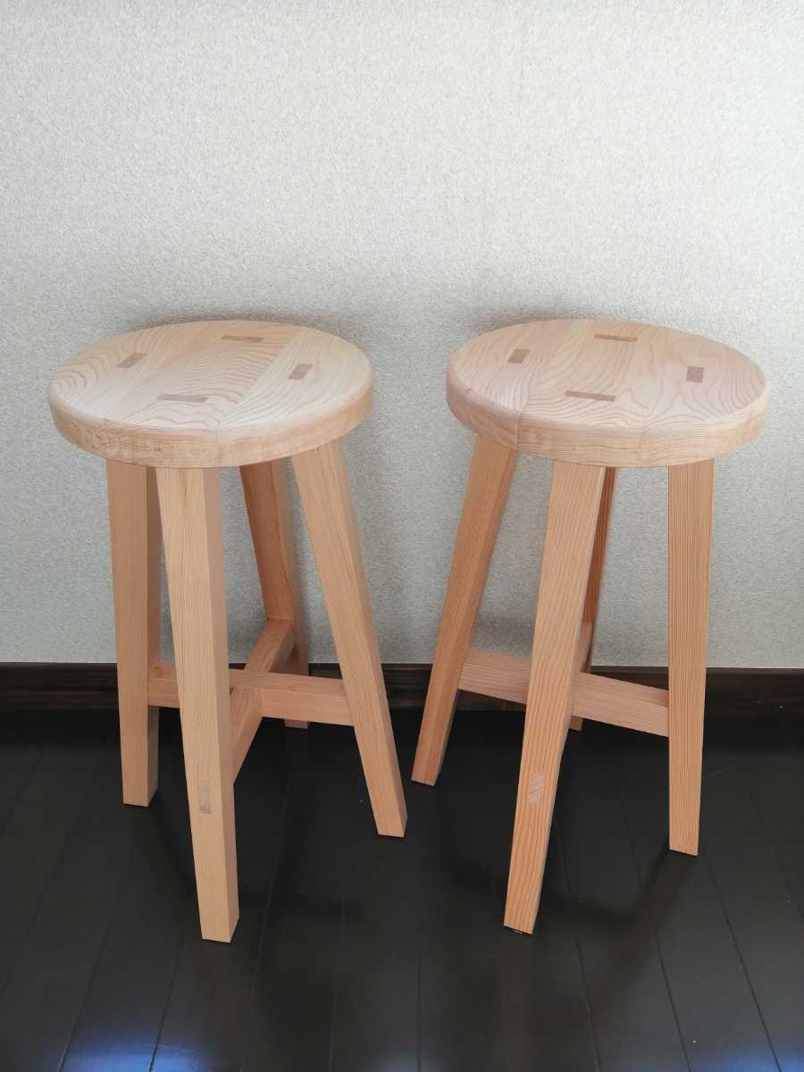 木製スツール ２脚セット 高さ52cm 丸椅子 stool | nort.swiss