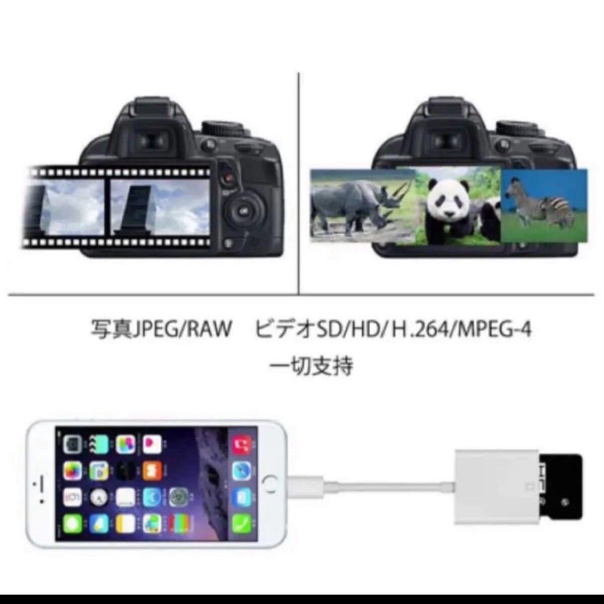 iPadLightning SD カード リーダー 写真とビデオ伝送 メモリー スティック ライトニング カード リーダー